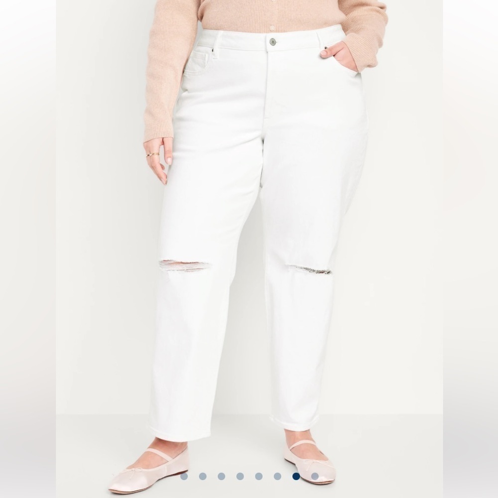 OLD NAVY Sky-High Waisted OG Loose White Distressed Jeans Size 20 and 22